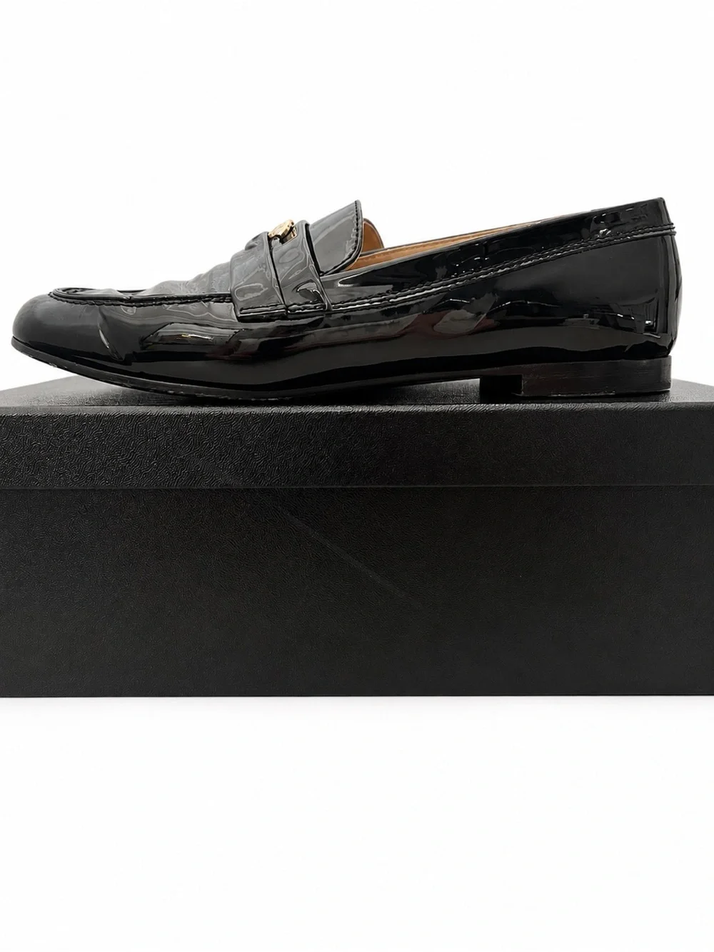 Chanel Black Patent Leather CC Loafers | Size 39 | Dust Bag & Receipt